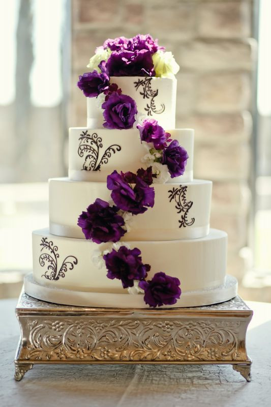 Wedding Cakes With Purple Flowers
 purple and white flower wedding cake