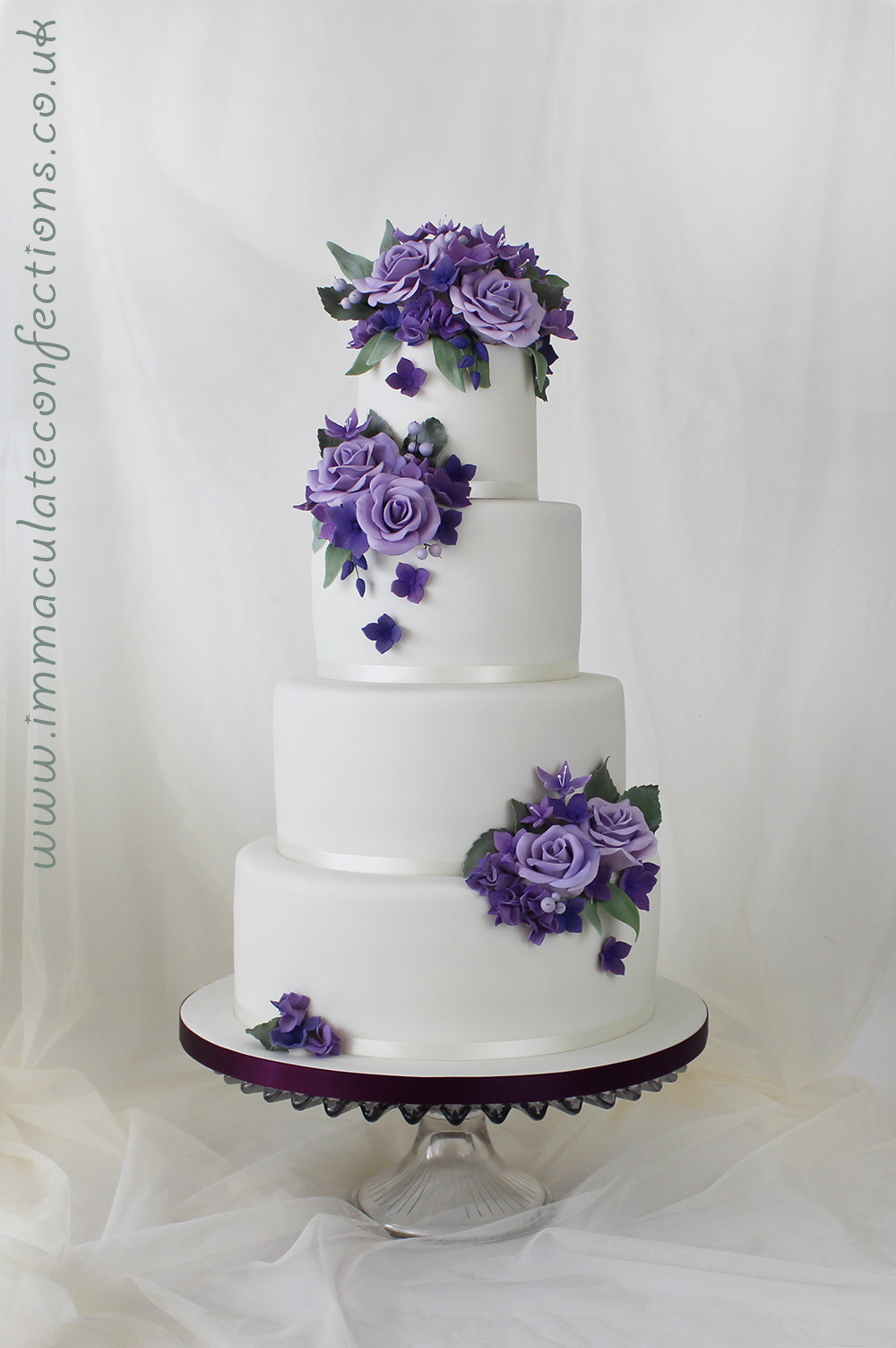 Wedding Cakes With Purple
 Vintage Purple Rose Wedding Cake Cakes by Natalie Porter