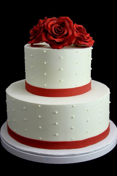 Wedding Cakes With Red Roses
 Red Rose & Swiss Dot Wedding Wedding Cake Butterfly Bake