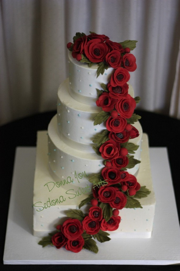 Wedding Cakes With Red
 Red & White Wedding Cakes