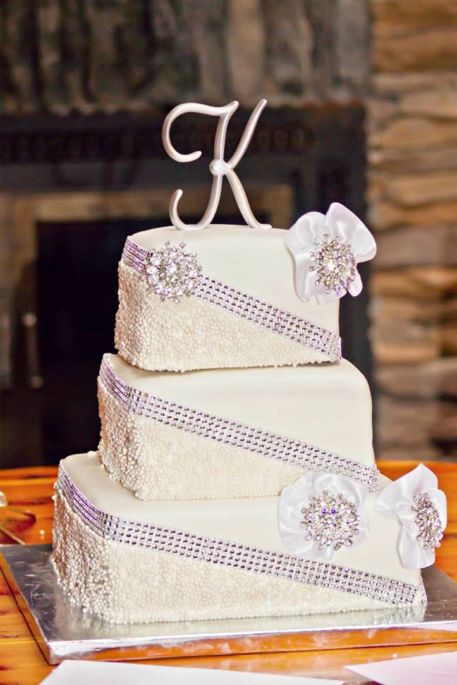 Wedding Cakes With Rhinestones
 Square Fondant Rhinestone Wedding Cake CakeCentral