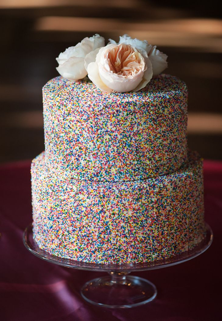 Wedding Cakes With Sprinkles
 Rainbow Sprinkle Covered Wedding Cake