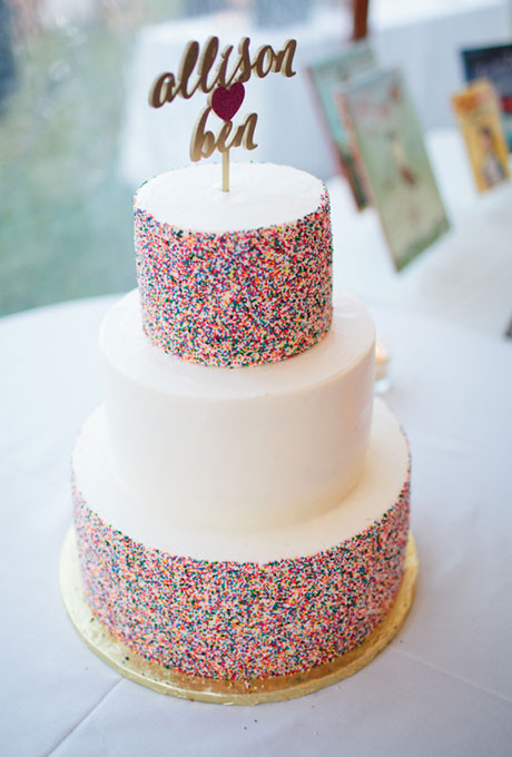 Wedding Cakes With Sprinkles
 Sprinkle Wedding Cake with Personalized Cake Topper and