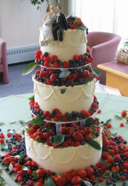 Wedding Cakes With Strawberries
 Wedding cake with rasberries strawberries and blueberries