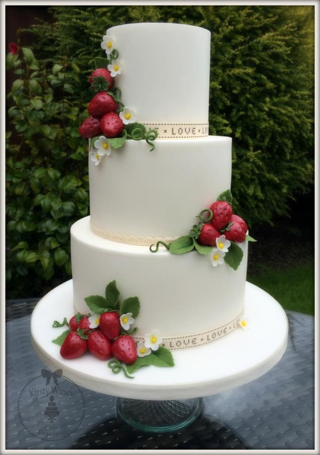 Wedding Cakes With Strawberries
 A Wimbledon Wedding Cake Cake by Kirsty CakesDecor