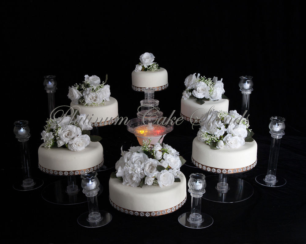 Wedding Cakes With Water Fountains
 6 TIER CASCADE WEDDING CAKE STAND W FOUNTAIN & 6 VOTIVE