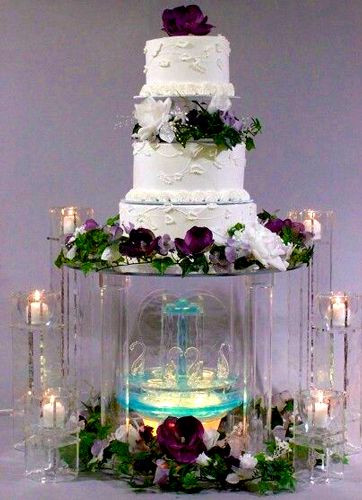 Wedding Cakes With Water Fountains
 3 Tier Wedding Cake Structure with a fountain and candles