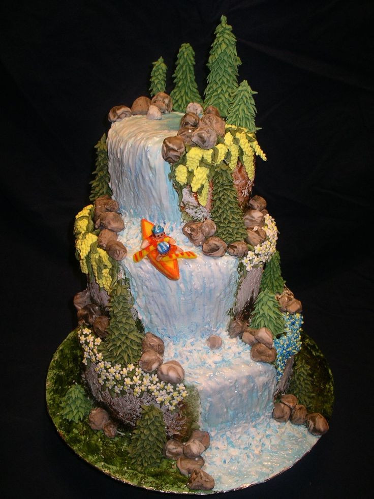 Wedding Cakes With Waterfalls
 Great Adventure Trees and flowers are made of royal