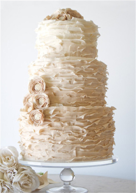 Wedding Cakes Without Fondant
 Ivory Fondant Ombre Ruffle Wedding Cake from Love