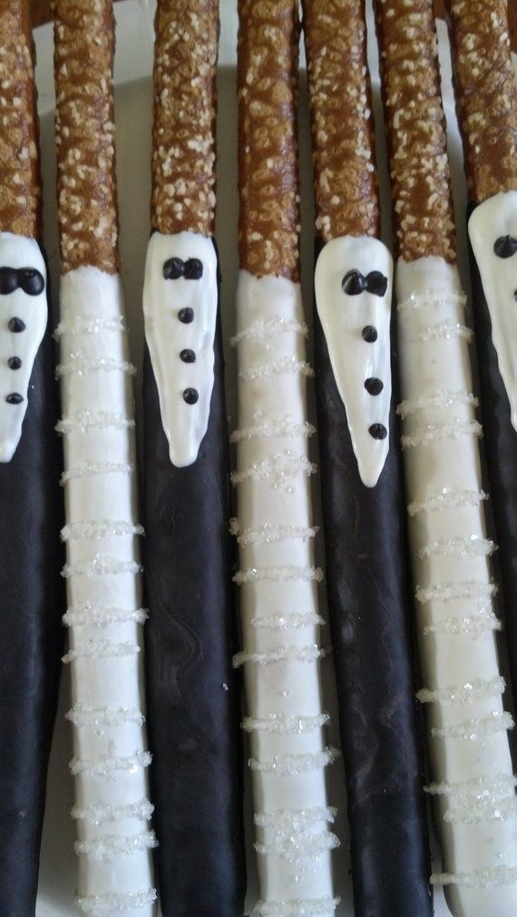 Wedding Chocolate Covered Pretzels
 Bride and Groom Pretzel Rods by SweetU fYourFeet on Etsy