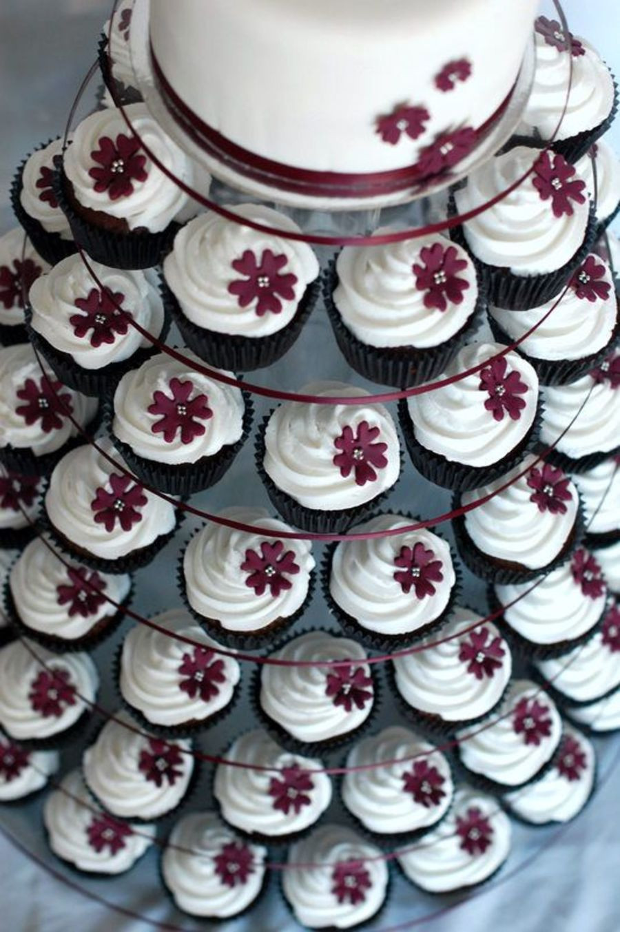 Wedding Cup Cakes
 Aubergine Wedding Cupcake Tower CakeCentral
