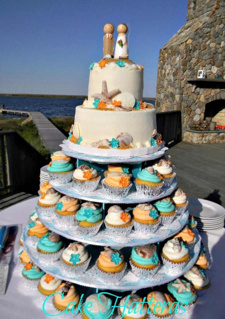 Wedding Cup Cakes Designs
 Teal And Orange Beach Wedding CakeCentral