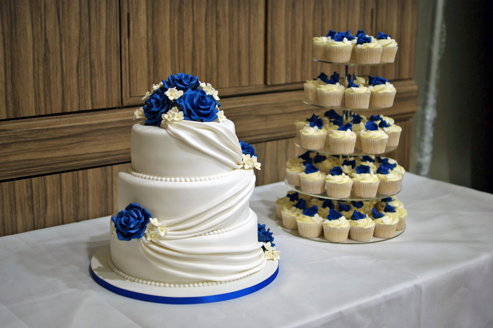 Wedding Cupcake Cakes
 3 Tier Wedding Cake with Cupcake Tower Bakealous