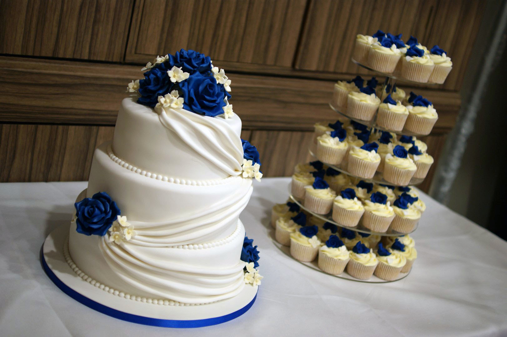 Wedding Cupcake Cakes
 3 Tier Wedding Cake with Cupcake Tower Bakealous
