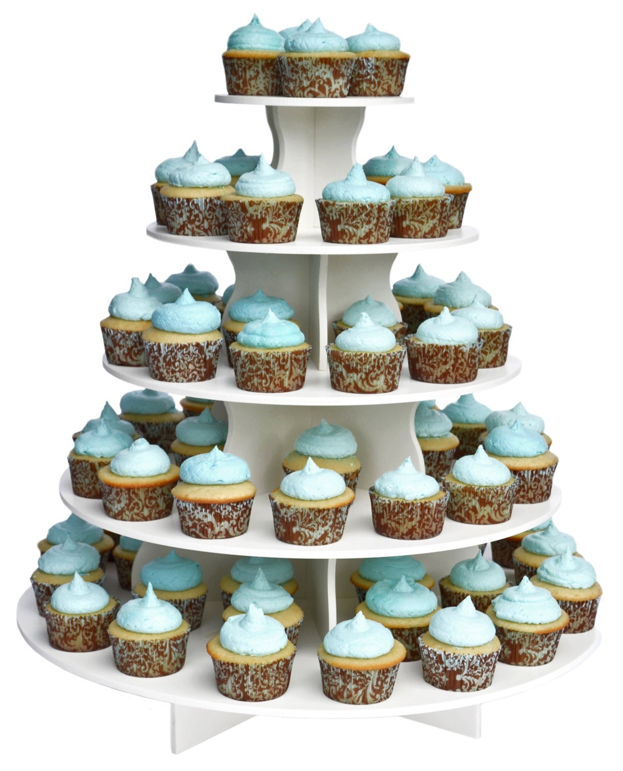 Wedding Cupcakes Holders
 5 Tier Round Cupcake Tower Stand Reusable and Adjustable