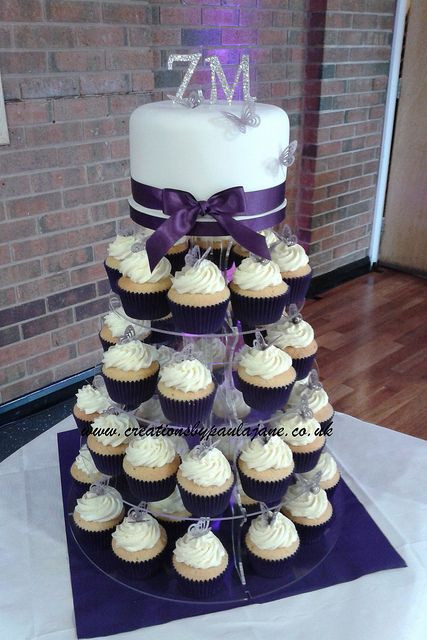 Wedding Cupcakes Towers
 Purple Cupcake Tower Wedding Cake