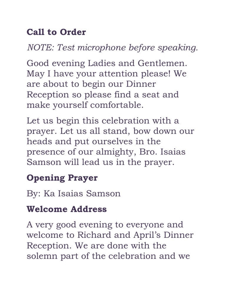 Wedding Dinner Blessing
 Collection Wedding Grace Before Dinner s Daily
