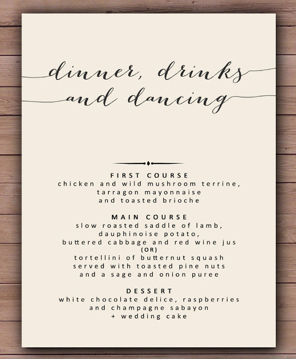 Wedding Dinner Menu
 30 Dinner Menu Templates PSD Word AI Illustrator