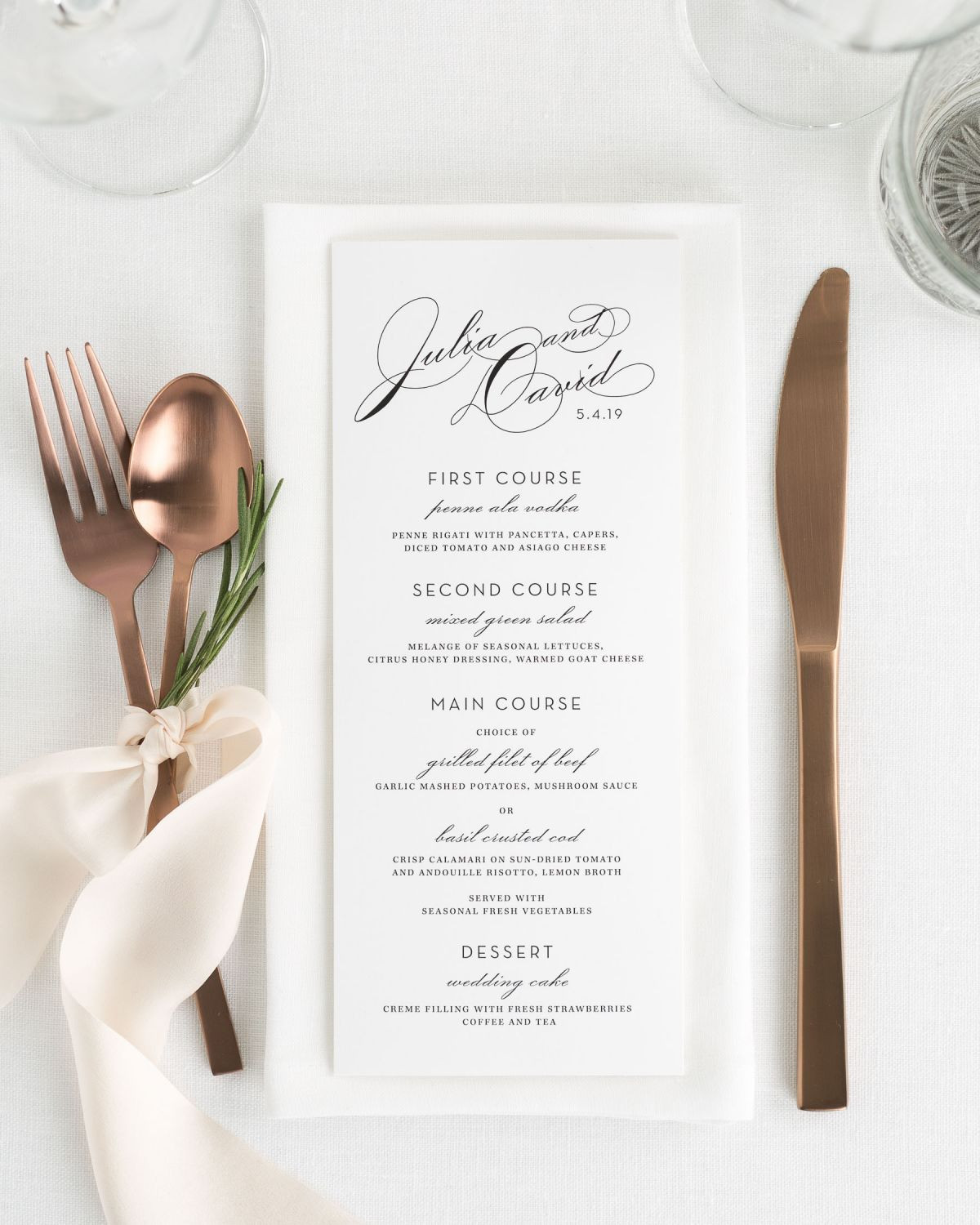 Wedding Dinner Menus
 Wedding Dinner Menus Vintage Glam Wedding Menus by Shine