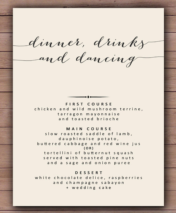 Wedding Dinner Menus
 30 Dinner Menu Templates PSD Word AI Illustrator