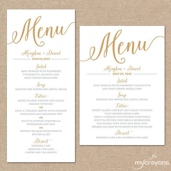 Wedding Dinner Menus
 Gold Wedding Menu Cards Wedding Menu Template Gold