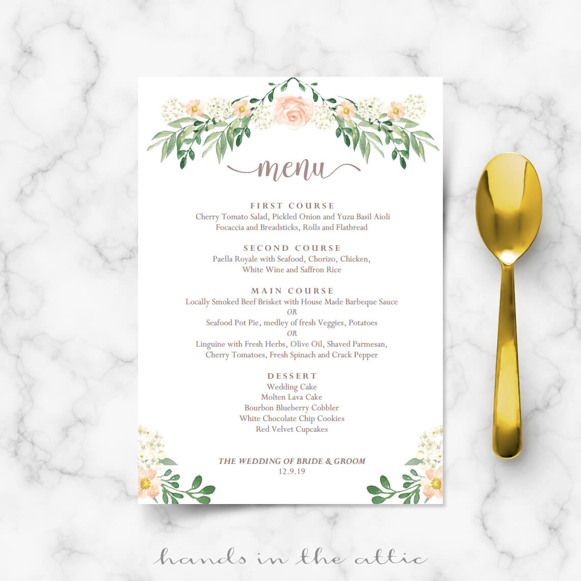 Wedding Dinner Menus
 Wedding Dinner Menu Printable Templates