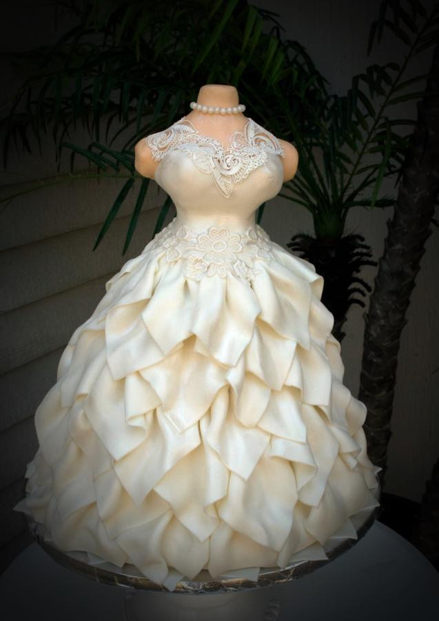 Wedding Dress Cakes
 White Wedding Dress Cake Brides dress cake cake by Lea