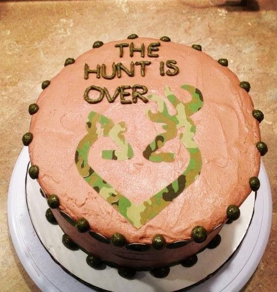 Wedding Rehearsal Cakes
 Love the hunt is over" saying Rehearsal dinner cake