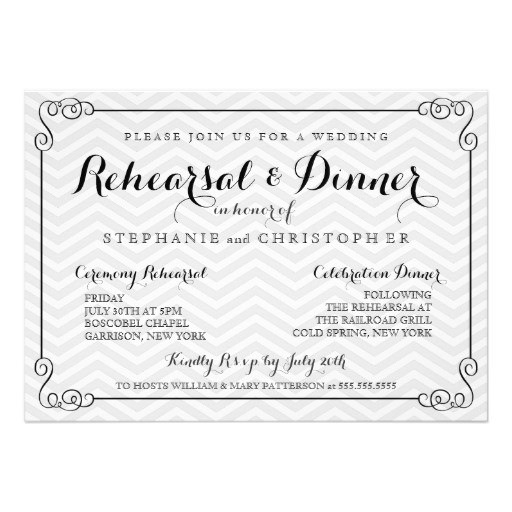 Wedding Rehearsal Dinner Invitations
 Chic Chevron Wedding Rehearsal & Dinner Invitation