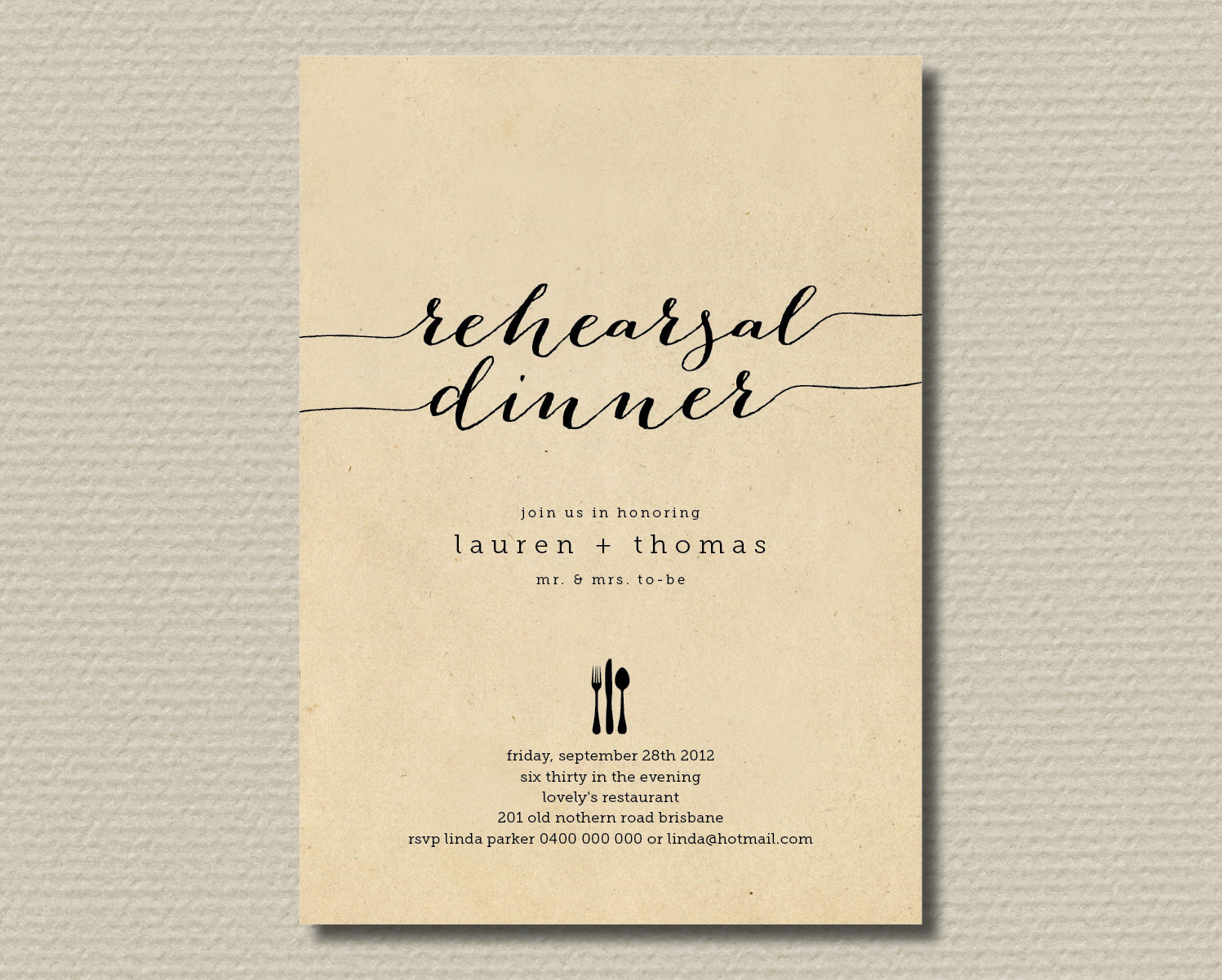 Wedding Rehearsal Dinner Invitations
 Printable Wedding Rehearsal Dinner Invitation by