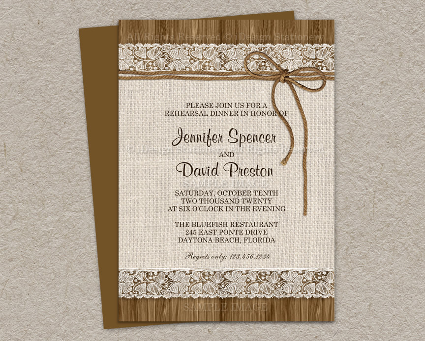 Wedding Rehearsal Dinner Invitations
 Rustic Rehearsal Dinner Invitation Rustic Wedding Rehearsal