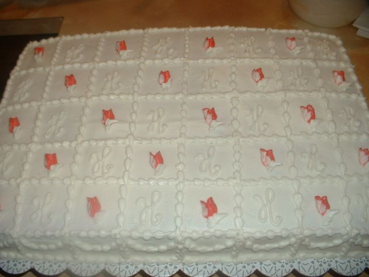 Wedding Sheet Cake Costco
 Basic $17 99 Costco sheet cake with initials and rose buds