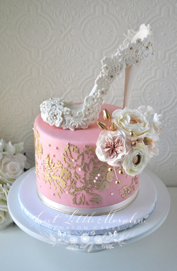 Wedding Shower Cakes Images
 Blush Pink and Gold Bridal Shower Cake cake by Stephanie