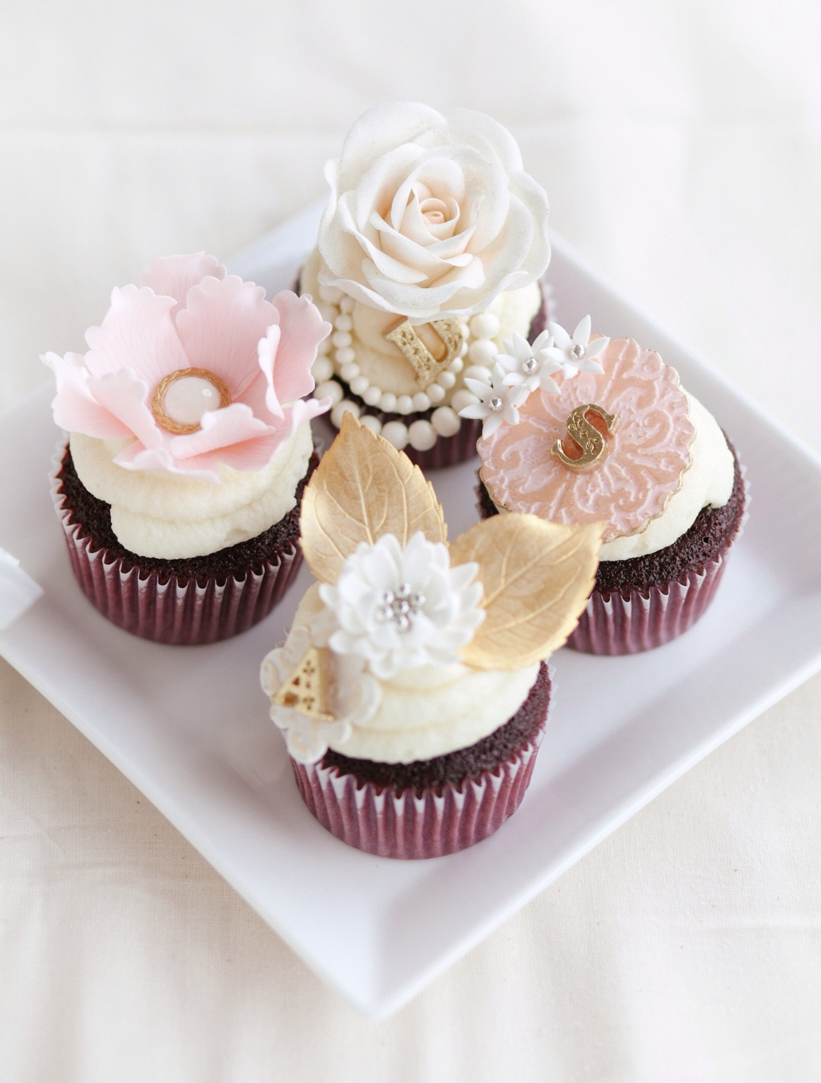 Wedding Shower Cup Cakes
 Romantic Pink And Gold Bridal Shower Cupcakes