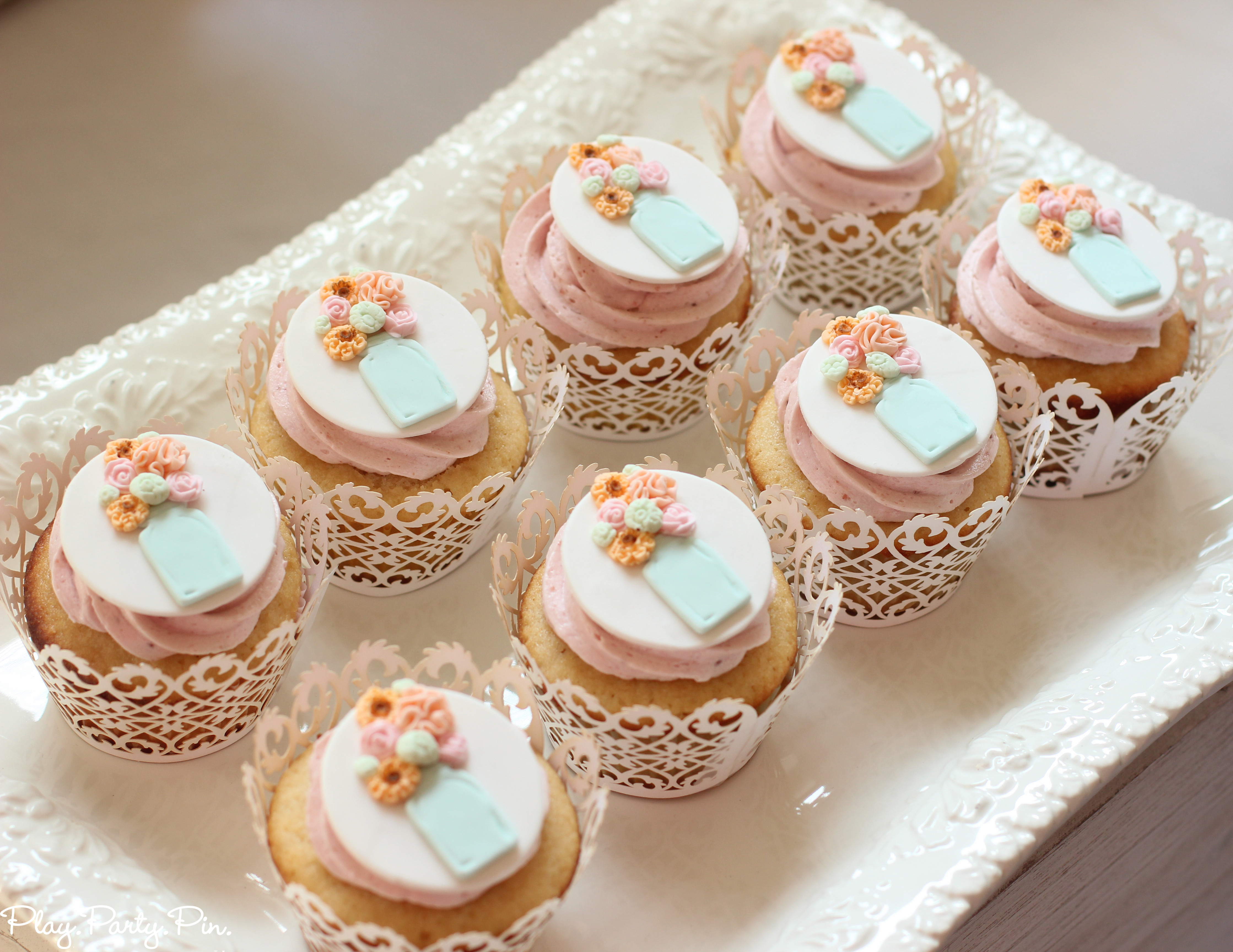Wedding Shower Cupcakes
 Blushing Bride Bridal Shower – A to Zebra Celebrations