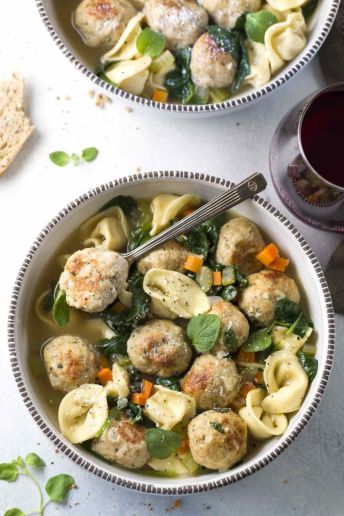 Wedding Soup Noodles
 Italian Wedding Soup with Turkey Meatballs and Tortellini