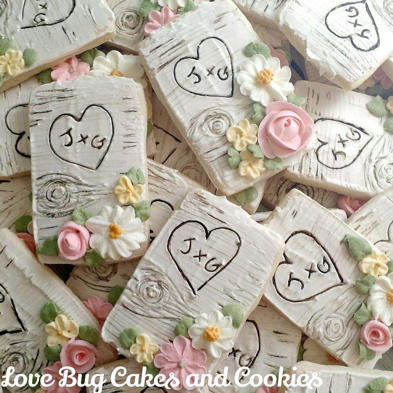 Wedding Sugar Cookies Decorating Ideas
 Rustic chic wedding cookies or anniversary cookies