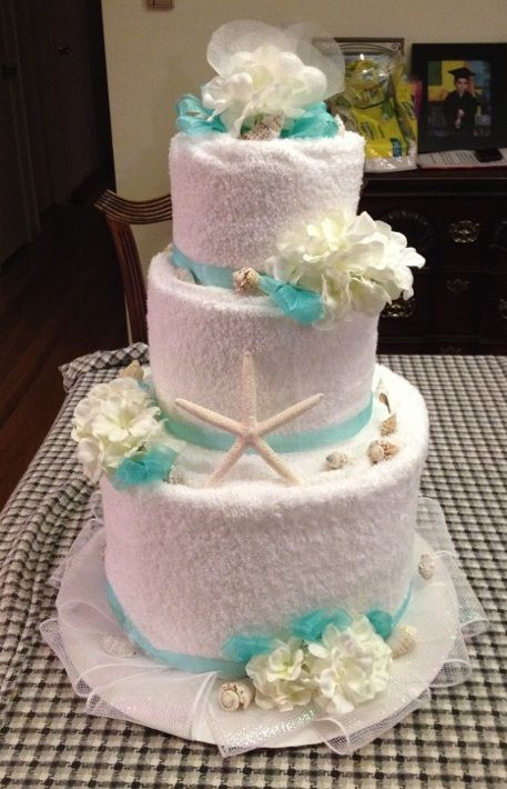 Wedding Towel Cakes Ideas
 Towel cake front for bridal shower beach theme