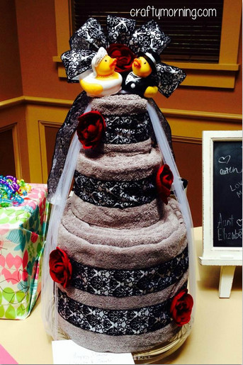 Wedding Towel Cakes Ideas
 DIY Bridal Shower Towel Cake Gift Idea Crafty Morning