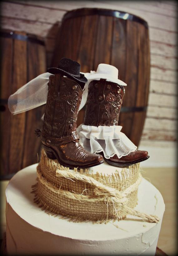 Western Cake Toppers For Wedding Cakes
 Cowboy Boots Wedding Cake Topper Western Themed