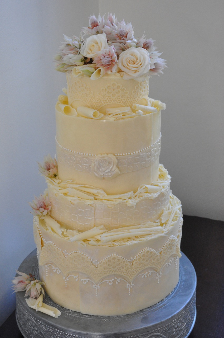 White And Chocolate Wedding Cake
 Rozanne s Cakes White chocolate wedding cake Cape Town