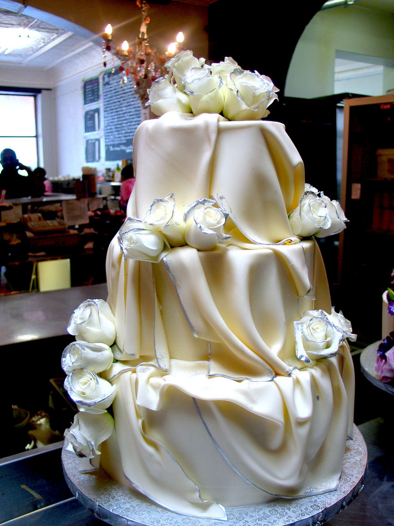 White And Chocolate Wedding Cake
 3 tier Wicked Chocolate wedding cake iced in white chocola