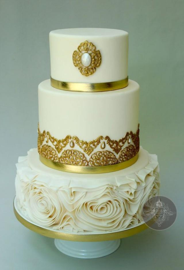 White And Gold Wedding Cake
 Gold Wedding White & Gold Wedding Cakes Weddbook