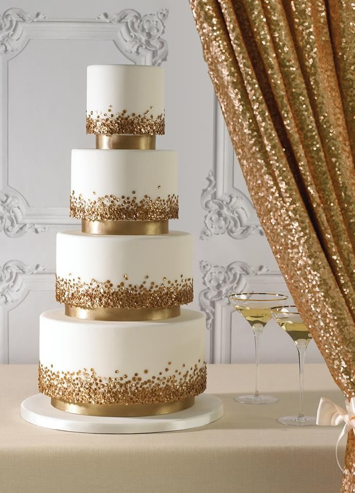 White And Gold Wedding Cake
 wedding cakes with gold accents spark and shine your day