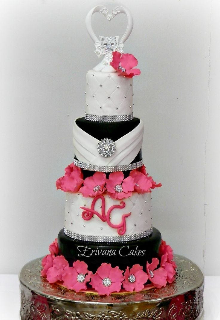 White And Pink Wedding Cakes
 17 Best images about Cake 3 Black White with Splash of