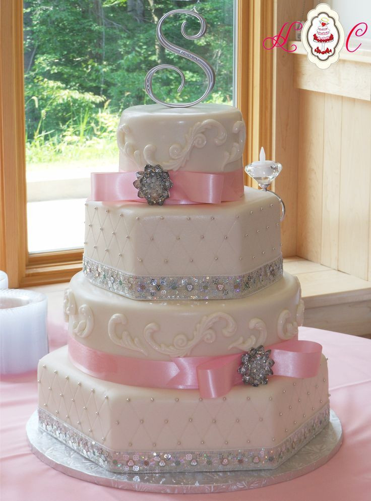 White And Pink Wedding Cakes
 wedding cakes pink and white and silver