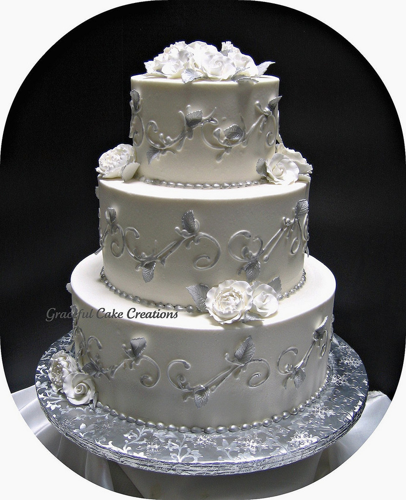 White And Silver Wedding Cakes
 Elegant Silver and White Wedding Cake a photo on Flickriver