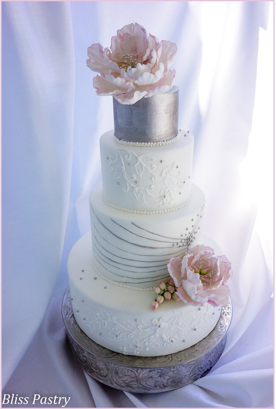 White And Silver Wedding Cakes
 White And Silver Wedding Cake CakeCentral
