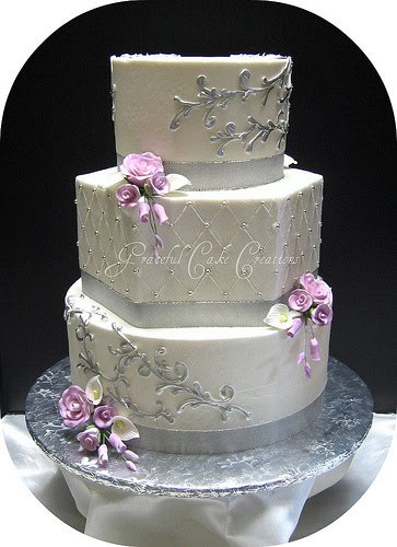 White And Silver Wedding Cakes
 CakeChannel World of Cakes Elegant Silver and White