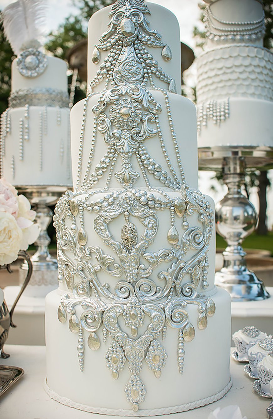 White And Silver Wedding Cakes
 Silver Wedding Cake Decorations